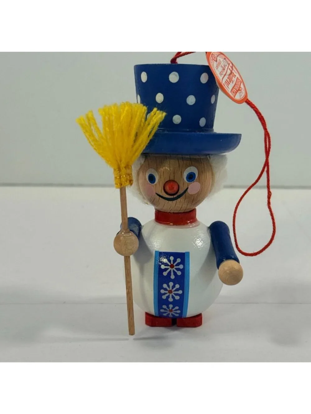 Vintage Steinbach Germany Wooden Snowman Christmas Ornament